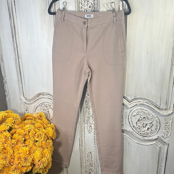 Moschino Cheap And Chic Cotton Blend Made in Italy Beige Straight Leg Pants - Picture 1 of 10